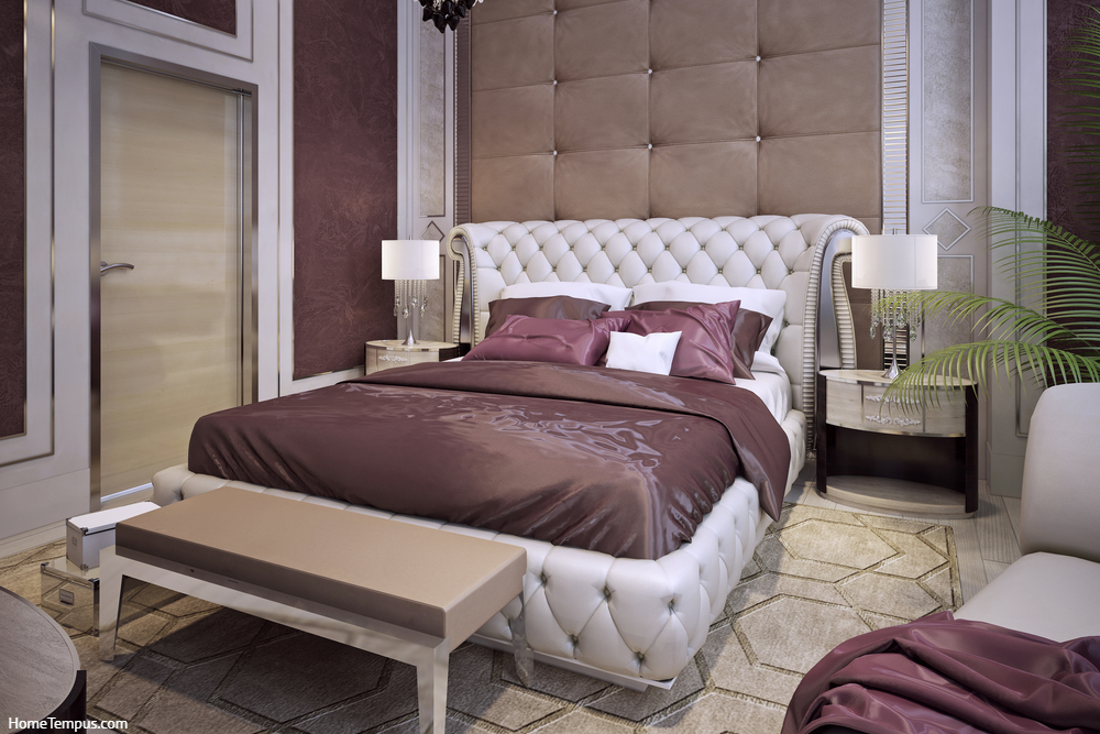Bedroom in classic style Burgundy and Beige