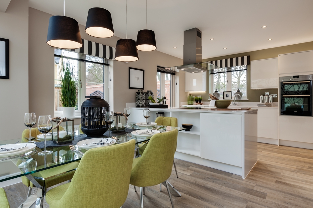 Lime green and grey - Modern dining area with green lime chairs